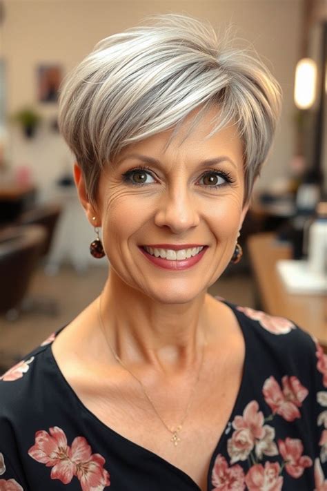 50 Haircut And Hairstyles For Women Over 50 Smokey Grey Layered Bob