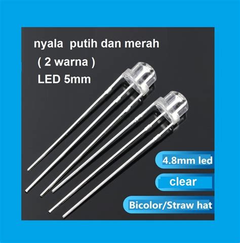 Jual Led Bening Bicolor Mm Straw Hat Pin Nyala Warna Putih Merah