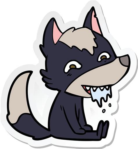 Adesivo De Um Lobo Faminto De Desenho Animado Sentado Esperando 8705865