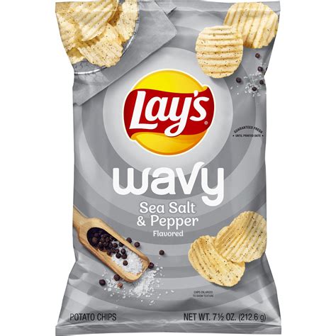 Lays Wavy Potato Chips Salt And Pepper Flavor 75 Oz Bag