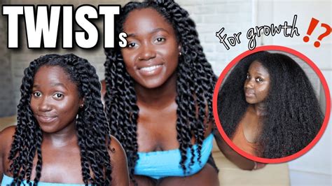 GROW LONG NATURAL HAIR WITH TWISTS But Blow Dried Two Strand Twists