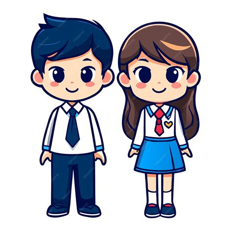 Wholesome High School Romance Cute Animated Duo Premium Ai Generated