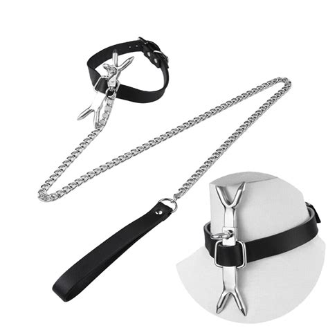 Stainless Steel Bdsm Chain Fork Leather Neck Belt Collar Bondage Restraint Buy Leather Mens