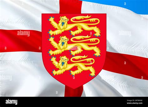 Royal arms of England with English flag. British royal Coat of arms of ...