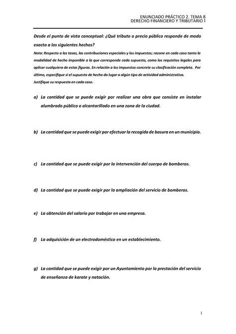 Tema Pr Ctica Enunciado Pr Ctico Tema Derecho Financiero Y