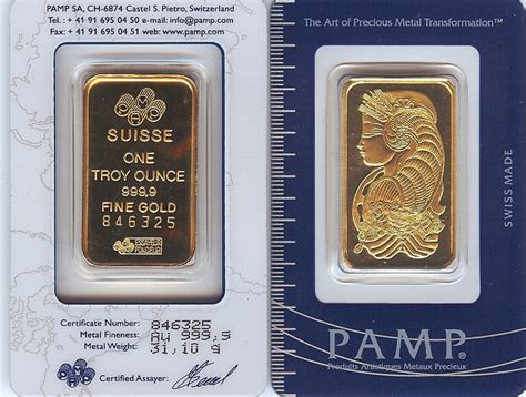 Pamp Swiss gold bar picture at Goldmasters USA