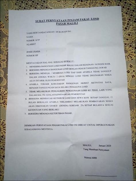 Contoh Surat Permohonan Pinjam Pakai