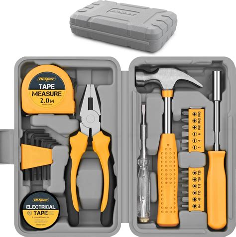 Hi Spec 24pc Yellow Household DIY Tool Kit Set Small Mini Tool Box Set