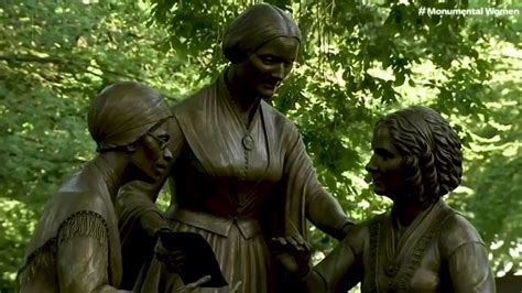 A statue of women's rights pioneers Sojourner Truth, Susan B. Anthony ...