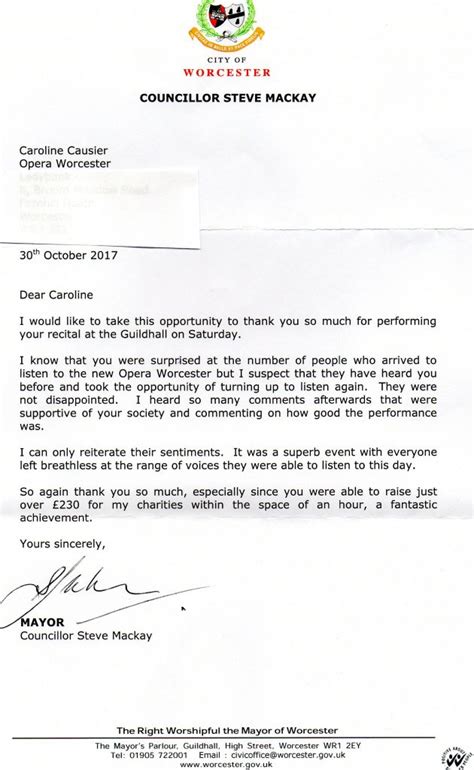 Sample Letter To Mayor