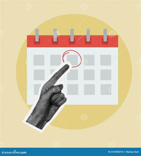 Halftone Hand Shows Important Day on Calendar. Time Management Concept
