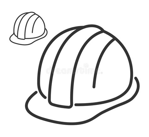 Línea Icono Del Casco De Seguridad De Construcción Ilustración del