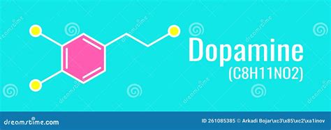 Dopamine Molecule Structure Chemical Formula Stock Vector