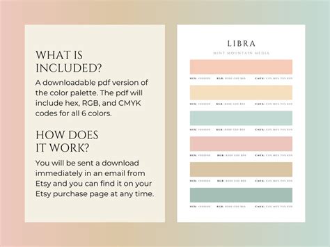 Libra Color Palette Brand Palette Small Business Branding Wedding ...