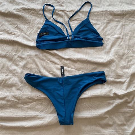 Hurley Blue Bikini Lovely Deep Blue Green Color Depop