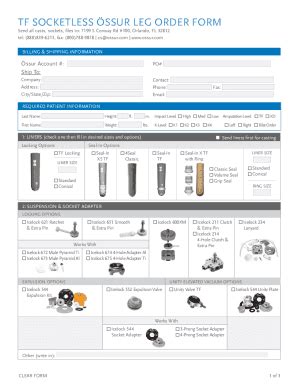 Fillable Online Fillable Online Ossur Tf Socket Order Form Fax