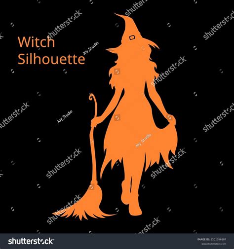 Silhouette Halloween Beautiful Sexy Witch Broom Stock Vector Royalty Free 2201056187