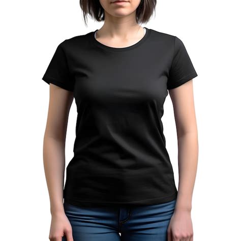 Modelagem De Camiseta Preta Em Branco Vista Frontal Isolada Em Fundo