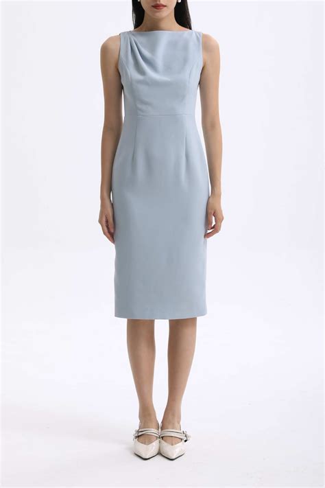 ACETATE BOAT NECKLINE DRESS – SENSEBYMEI