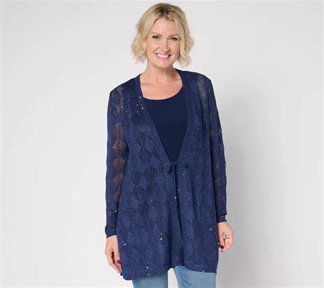"As Is" Susan Graver Soleil Open Stitch Sweater Cardigan - QVC.com