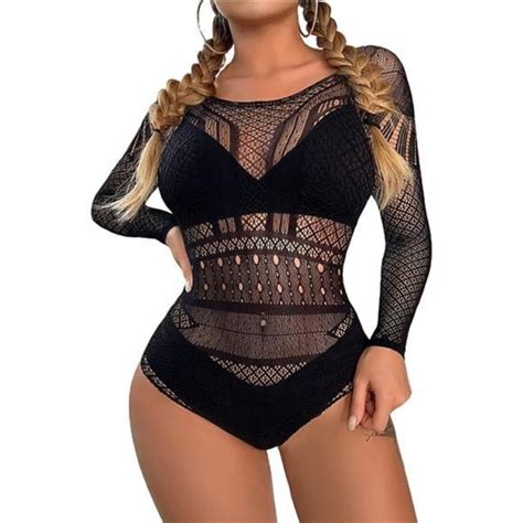 Intimates Sleepwear Oyoangle Womens Fishnet Teddy Lingerie Floral Lace Backless Poshmark