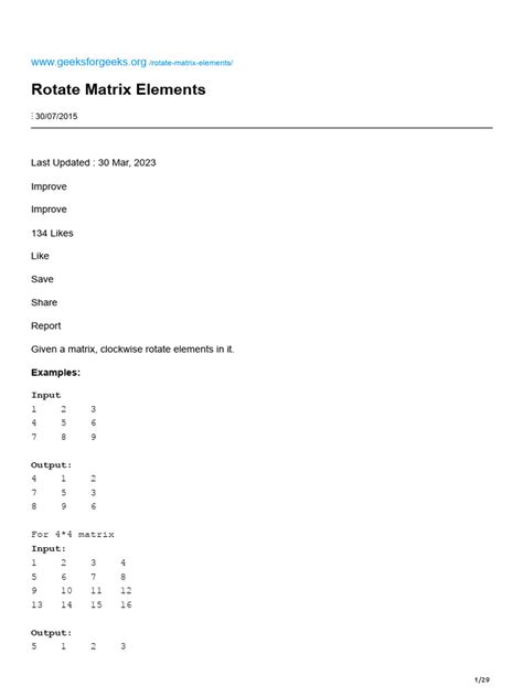 Rotate_Matrix | PDF | Matrix (Mathematics) | C++