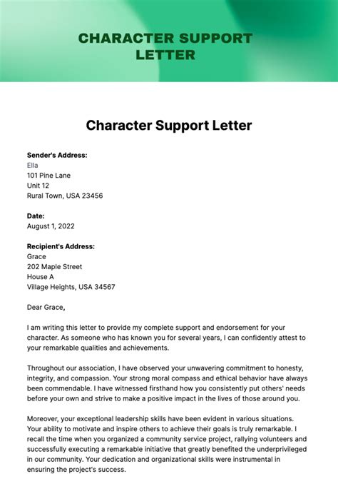 Free Character Reference Letter Template Infoupdate Org