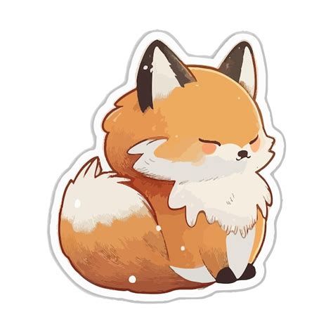 Premium Vector Cute Fox Sticker Vector Illsutration Isolated On White Background