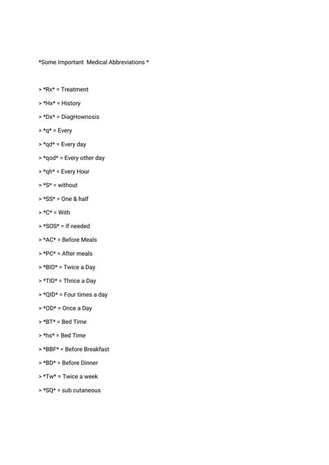 SOLUTION: Some important medical abbreviations pdf - Studypool