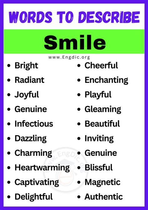 Best Words To Describe Smile Adjectives For Smile Engdic