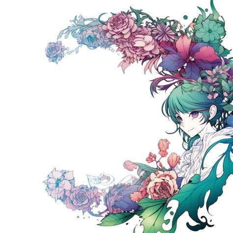 Anime Style Floral Border PNG Whimsical Flower Frame Perfect for ...