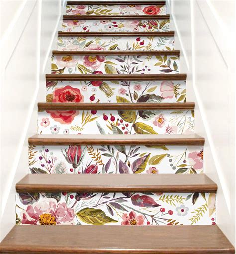 Stair Riser Decals Floral Stair Decals Staircase Decals Peel Etsy