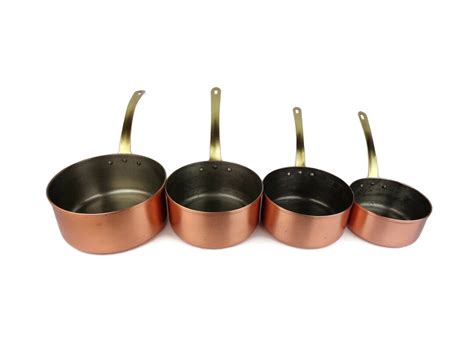 Vintage Copper Saucepan Set With Brass Handles Copper Cooking Set