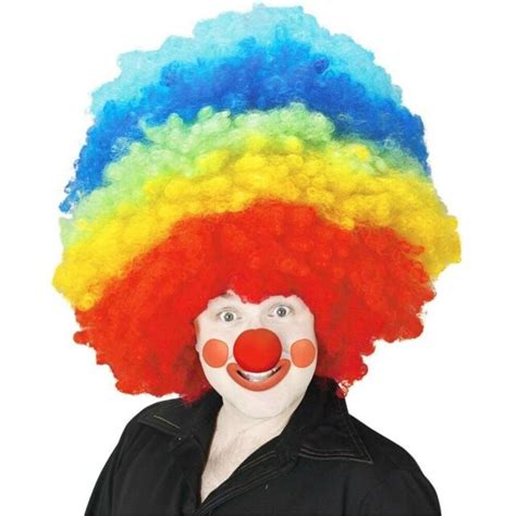 New Adult Mega Clown Rainbow Wig Halloween Costume Ebay