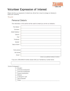 Fillable Online Conservation Volunteer Expression Of Interestdocx Fax