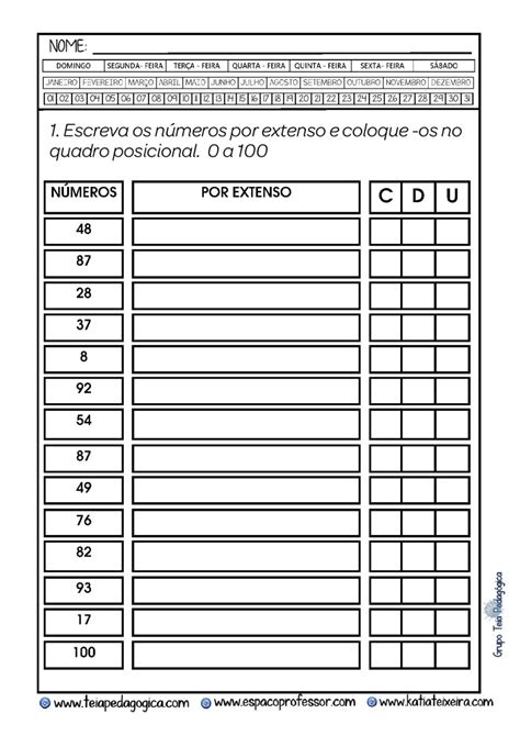 Atividades De Matematica Numeros Por Extenso Materilea