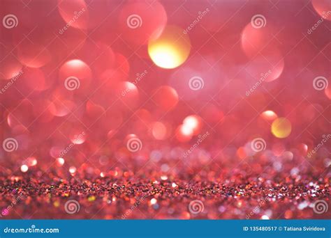 Abstract Red Coral Glitter Light Bokeh Holiday Party Background Stock