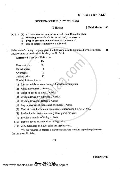 Management Accounting Financial Accounting And Auditing 10 2013 2014