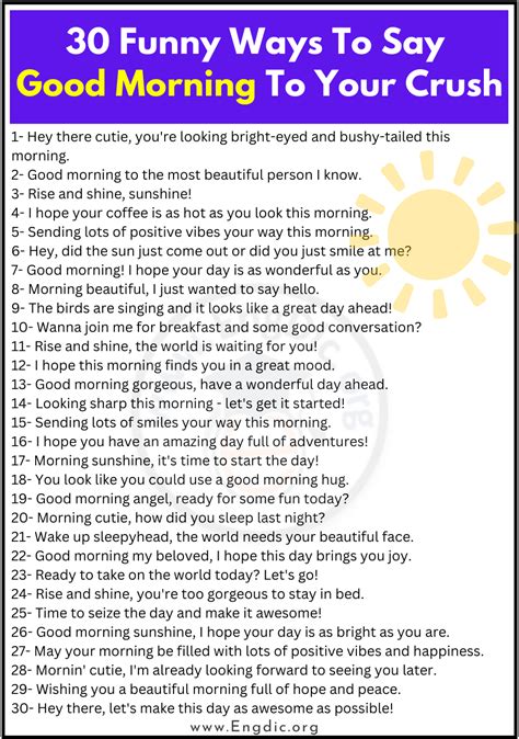 30 Funny Ways To Say Good Morning To Your Crush EngDic