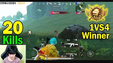 20 Kills 1vs4 Pubg Mobile Winner Winner Pubg Mobile Private Youtube