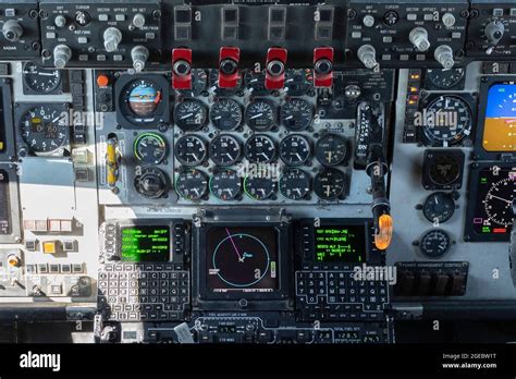 The Instrument Panel Of A KC 135 Stratotanker Cockpit On Display During