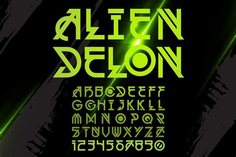 Alien Delon Font Neon Green With Black Accents