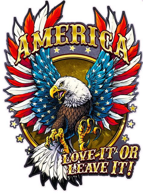 American Bald Eagle American Flag Love It Or Leave It Decal Etsy