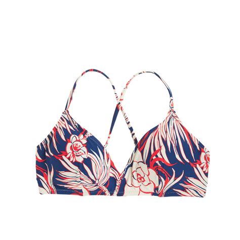 J Crew Cross Back French Bikini Top In Retro Floral In Multicolor Lyst