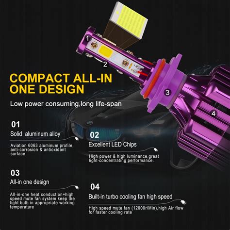 2 X H4 Автомобильный светодиодный фары комплект 4-х сторонний ...