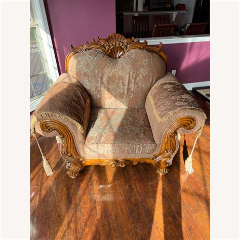 Oversize Plush Ornate Armchair - AptDeco