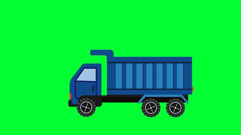 Dump cargo Truck driving with container on Green screen animation. Dump ...