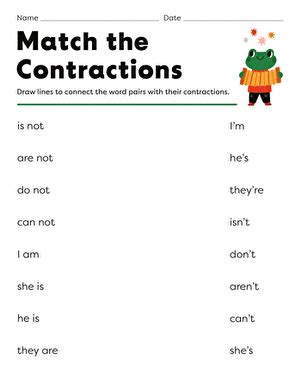 Printable Contraction Worksheets | Education.com