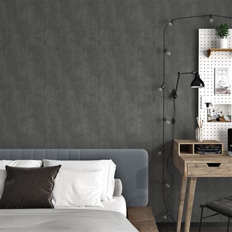 Buy Hotdecor Wallpaper Peel And Stick Bedroom Concrete Texture Wallpaper Dark Grey Cement Look