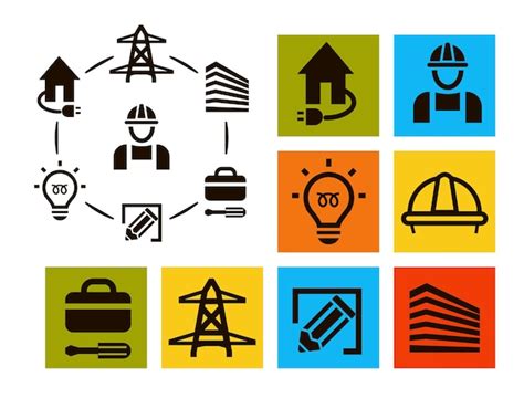 Premium Vector Isolated Professional Electrician Icons Set Equipment